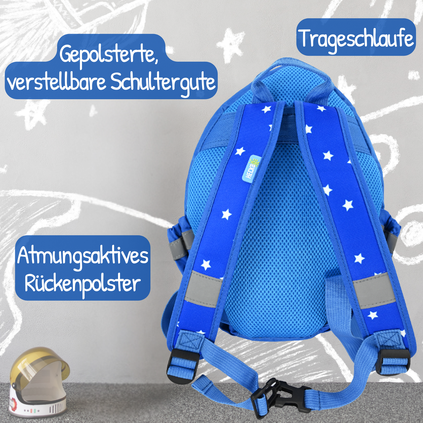 Rucksack mit Sichtfenster Rakete Astronaut
