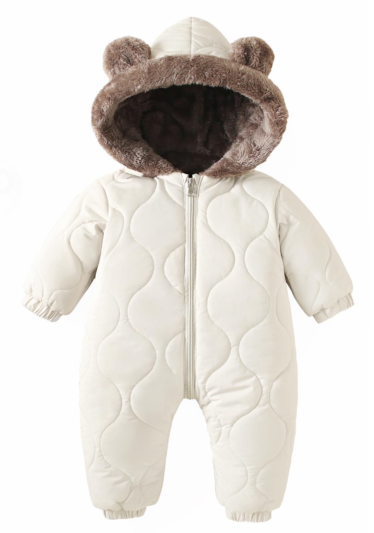 NEAWEALY Baby Winter Overall Mädchen Jungen Schneeanzüge Neugeborene Fleece Gefüttert Strampler Warmer Jumpsuit mit Kapuze