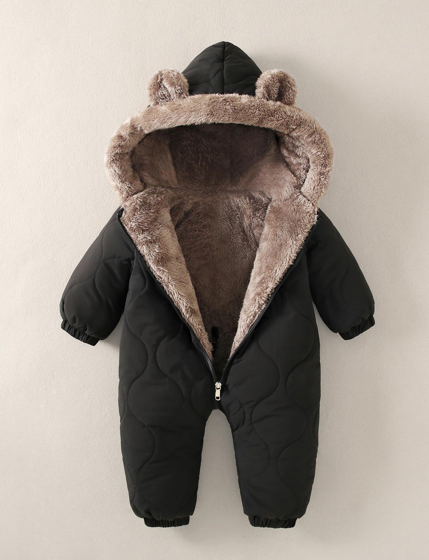 NEAWEALY Baby Winter Overall Mädchen Jungen Schneeanzüge Neugeborene Fleece Gefüttert Strampler Warmer Jumpsuit mit Kapuze