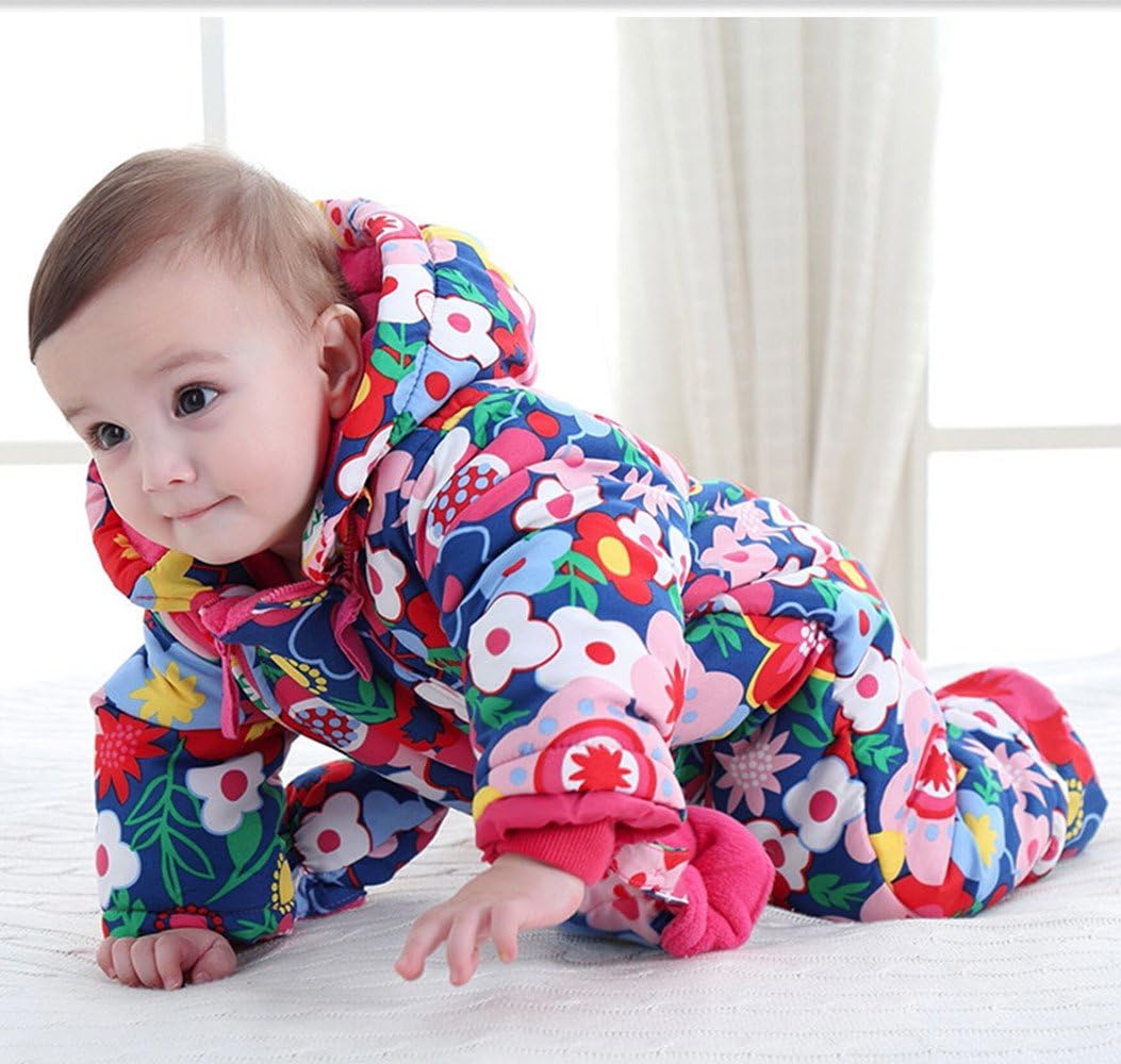 Baby Winter Overall Mit Kapuze Schneeanzüge mit Handschuhen und Füßlinge Mädchen Jungen Warm Kleidungsset