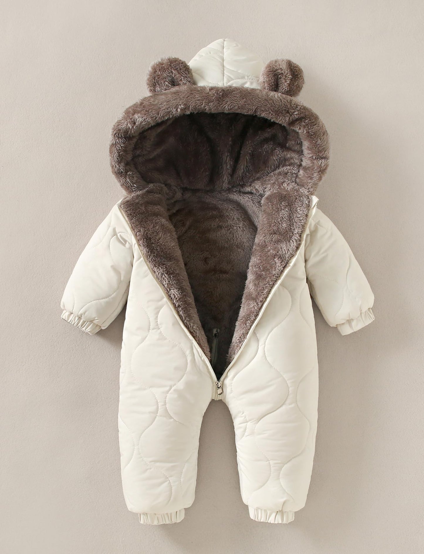 NEAWEALY Baby Winter Overall Mädchen Jungen Schneeanzüge Neugeborene Fleece Gefüttert Strampler Warmer Jumpsuit mit Kapuze