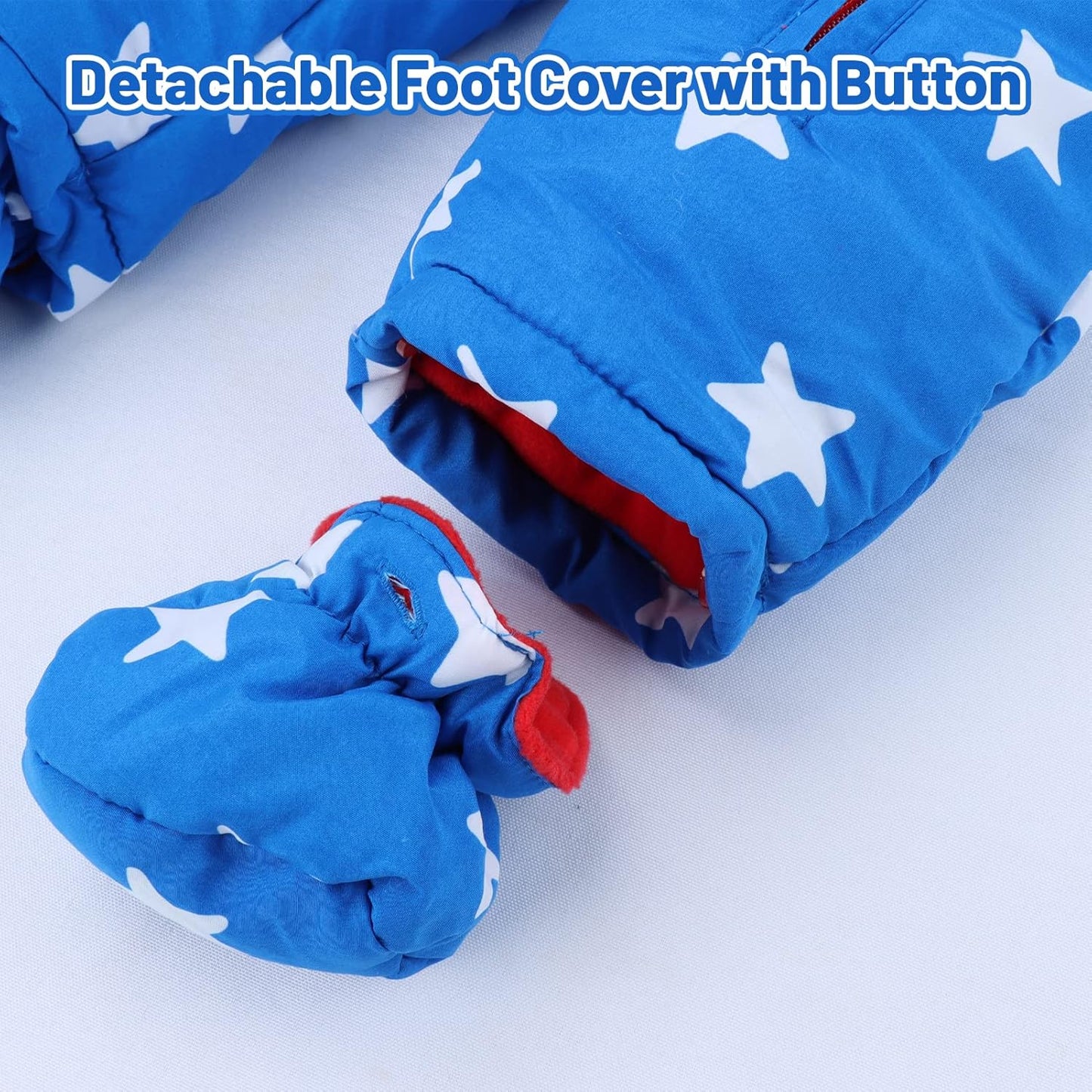 Baby Winter Overall Mit Kapuze Schneeanzüge mit Handschuhen und Füßlinge Mädchen Jungen Warm Kleidungsset