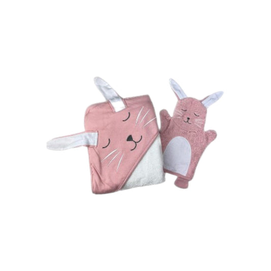 2er Pack Baby Badeset » Kinder Kapuzen Badetuch & Waschhandschuh Frottee » reine Baumwolle » Wasch Handschuh & Handtuch