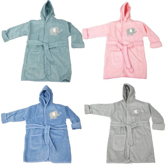 Frottée Baby Bademantel » Morgenmantel & Kleinkinder Badetuch » 100% Baumwolle » mit Kapuze, Tasche und Gürtel